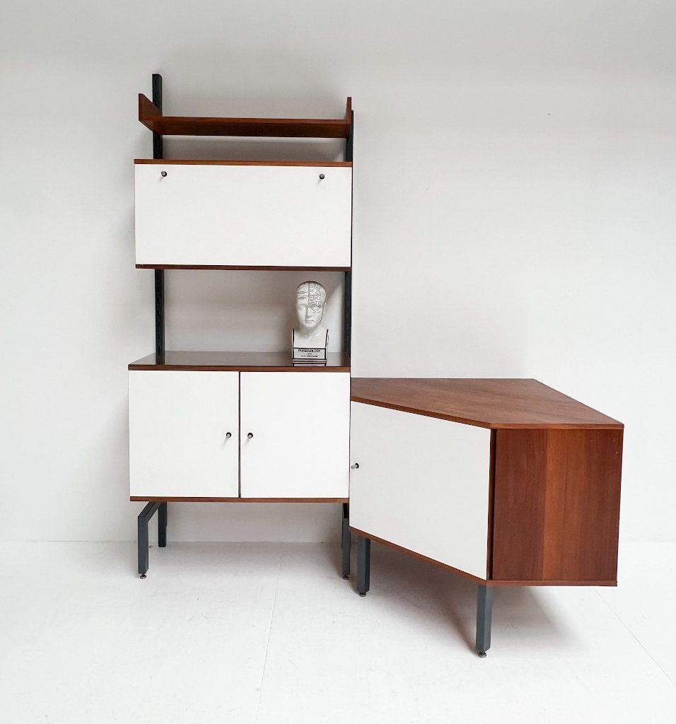 Vintage Simpla Lux 2 units delig wandsysteem, 1960's, Huis en Inrichting, Kasten | Wandmeubels, Gebruikt, 200 cm of meer, Ophalen of Verzenden