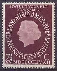 Suriname NVPH nr 316 postfris Statuutzegel 1954, Ophalen of Verzenden, Postfris