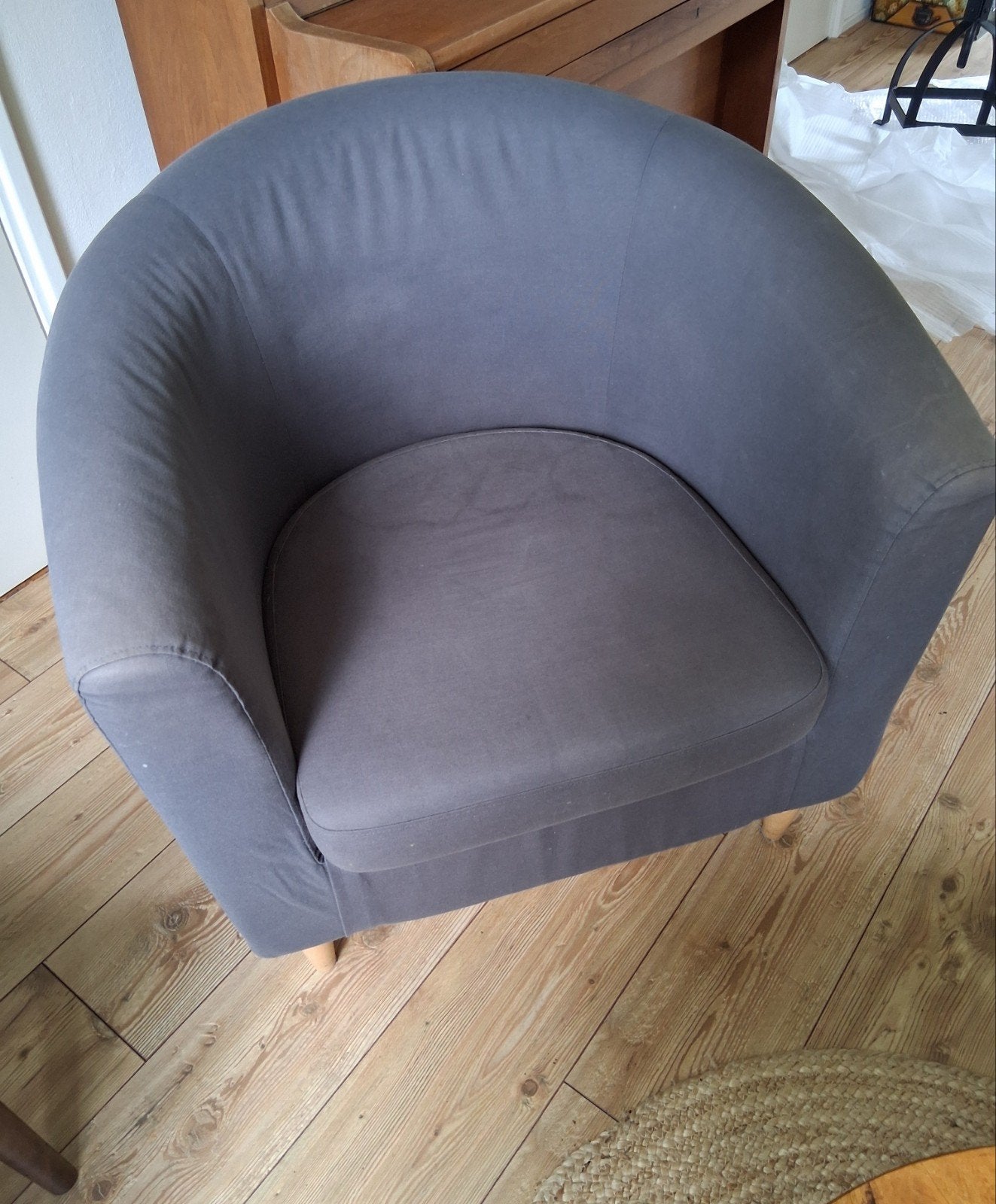 Fauteuil Tullstra (Ikea), donkergrijs, Huis en Inrichting, Fauteuils, Ophalen, Gebruikt, Minder dan 75 cm, 75 tot 100 cm