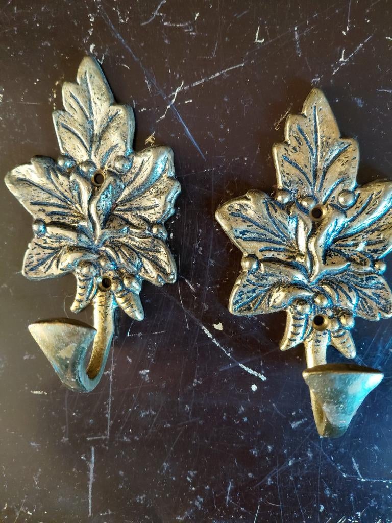 Vintage messing koperen haken  esdoornblad, Antiek en Kunst, Ophalen