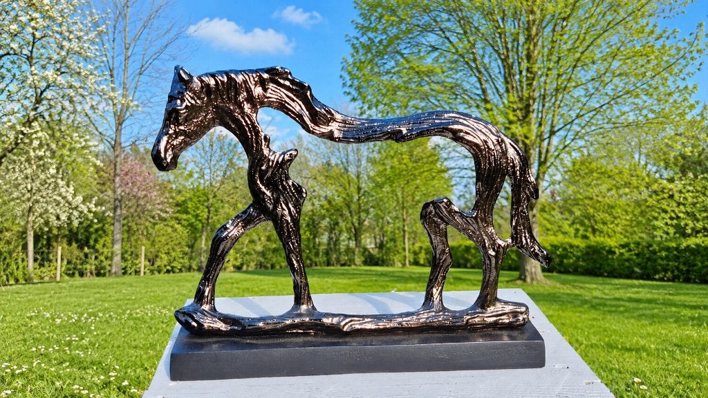 aluminium beeld / PAARD / 59 cm breed, Ophalen of Verzenden, Beeld