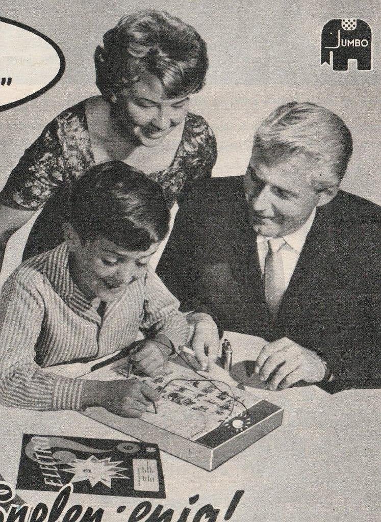 Retro reclame 1960 Jumbo spelletjes jongetje met Electro, Verzenden, Overige typen