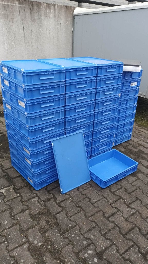 40 zgan blauwe Bakken met deksel , afm 60x40x13 cm, Doe-het-zelf en Verbouw, Ophalen, 40 tot 60 cm, 50 tot 75 cm, Zo goed als nieuw