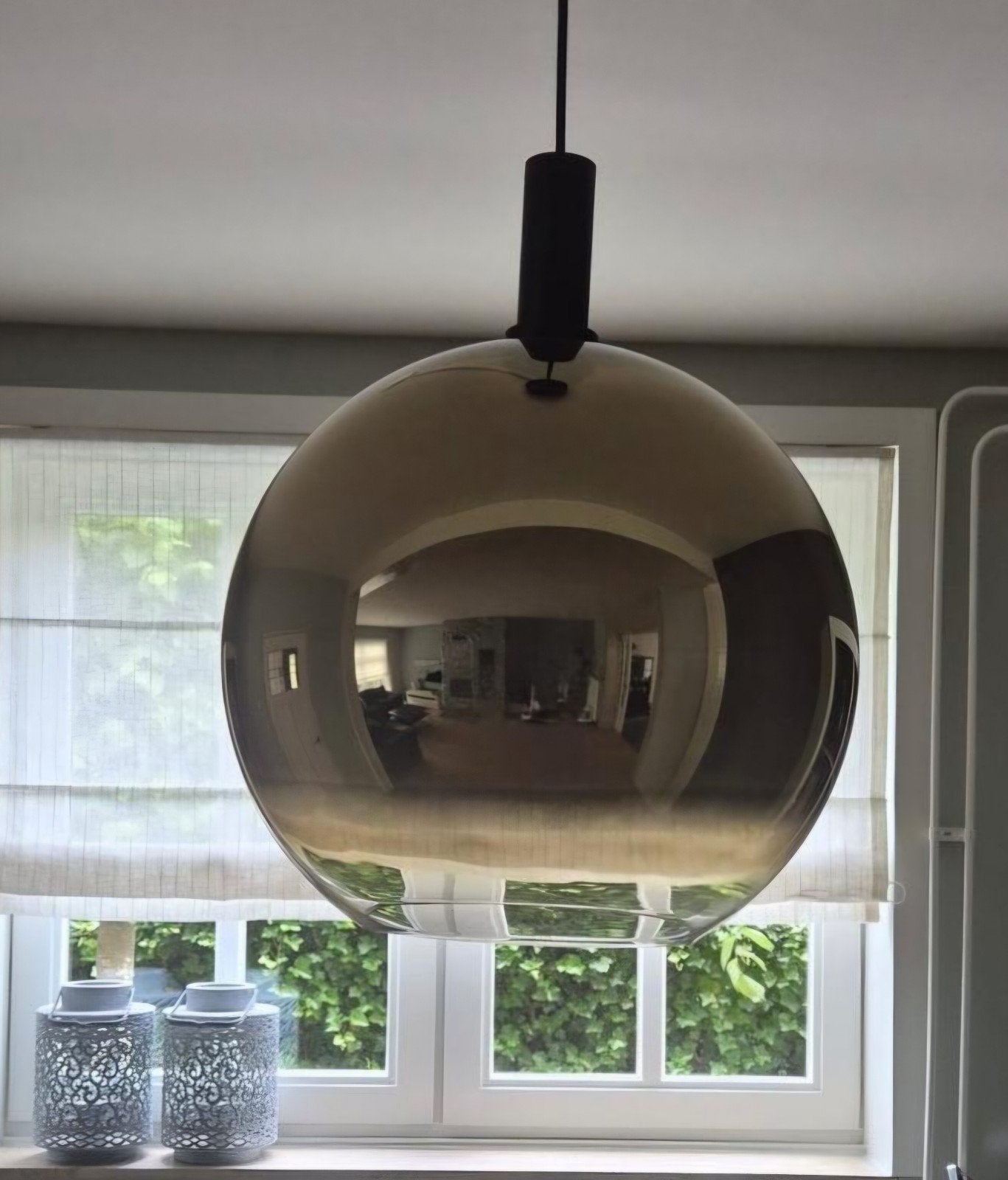 Moderne Hanglamp van Gerookt Glas - Ø 40 cm, Ophalen, Zo goed als nieuw, Glas