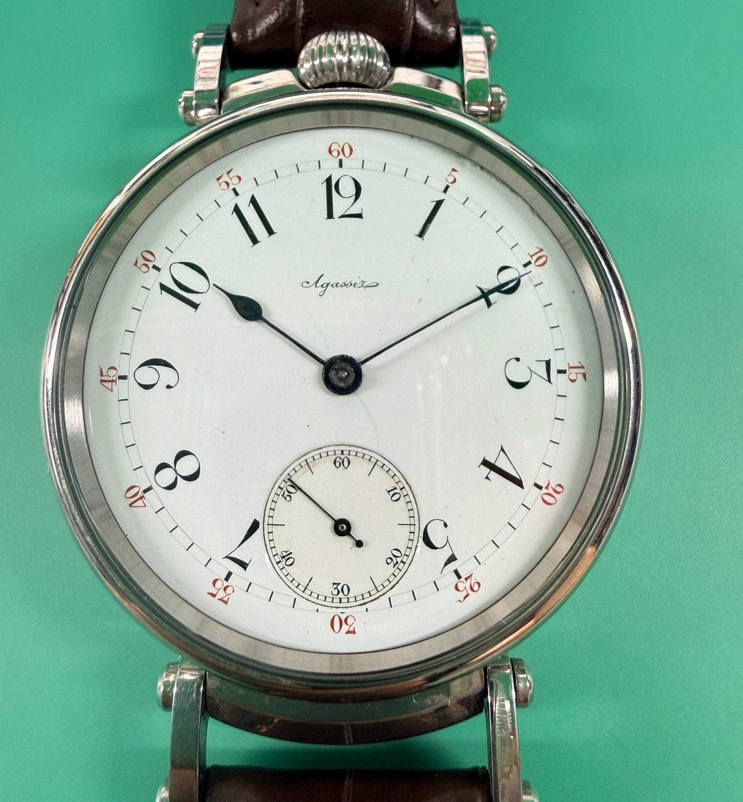Agassiz marriage watch, Sieraden, Tassen en Uiterlijk, Horloges | Antiek, Overige merken, Staal, Met bandje, Polshorloge