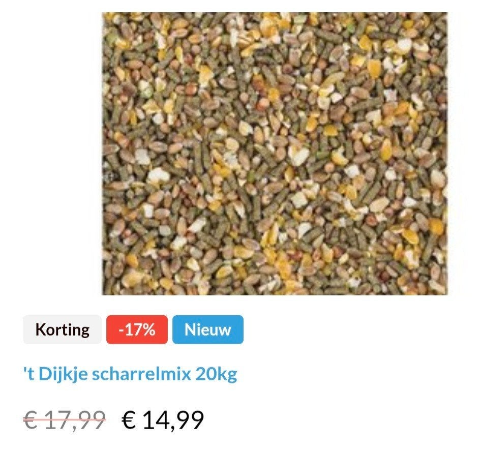 't Dijkje scharrelmix 20kg, Dieren en Toebehoren, Dierenvoeding, Ophalen of Verzenden, Pluimvee