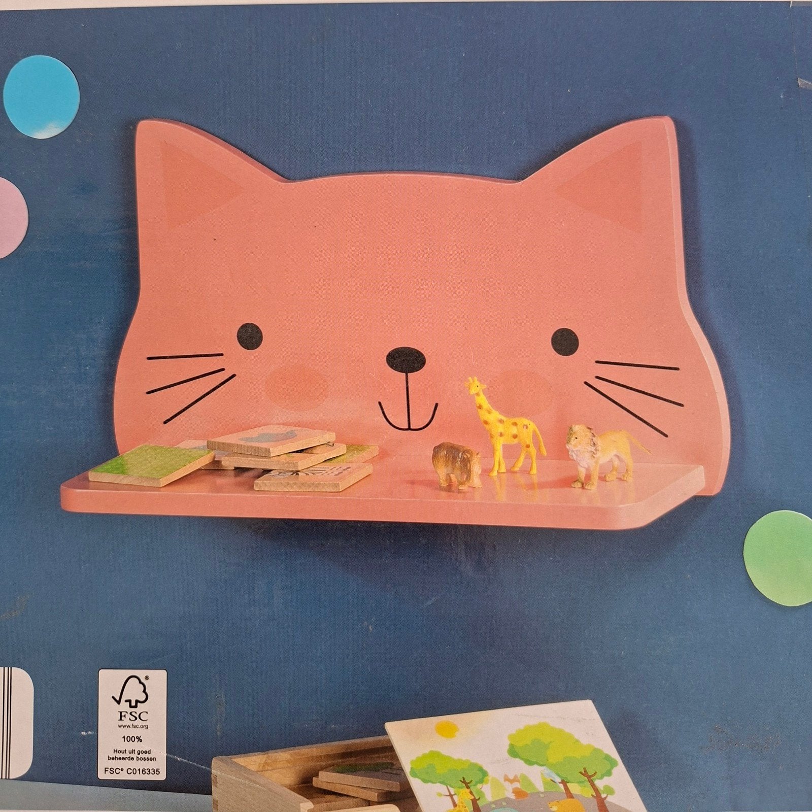 Nieuw kattenplankje kinderkamer - Roze katten wandplank, Roze, Ophalen of Verzenden, Nieuw, Wanddecoratie