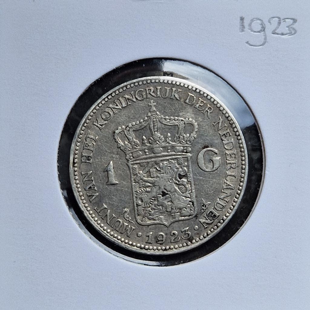 Zilveren gulden 1923 Wilhelmina, Postzegels en Munten, Munten | Nederland, 1 gulden, Zilver, Ophalen of Verzenden, Koningin Wilhelmina