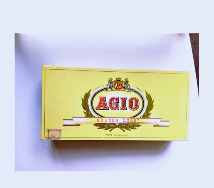 vintage sigarendoos agio gouden oogst made in holland/leeg, Verzamelen, Rookartikelen, Aanstekers en Luciferdoosjes, Ophalen of Verzenden