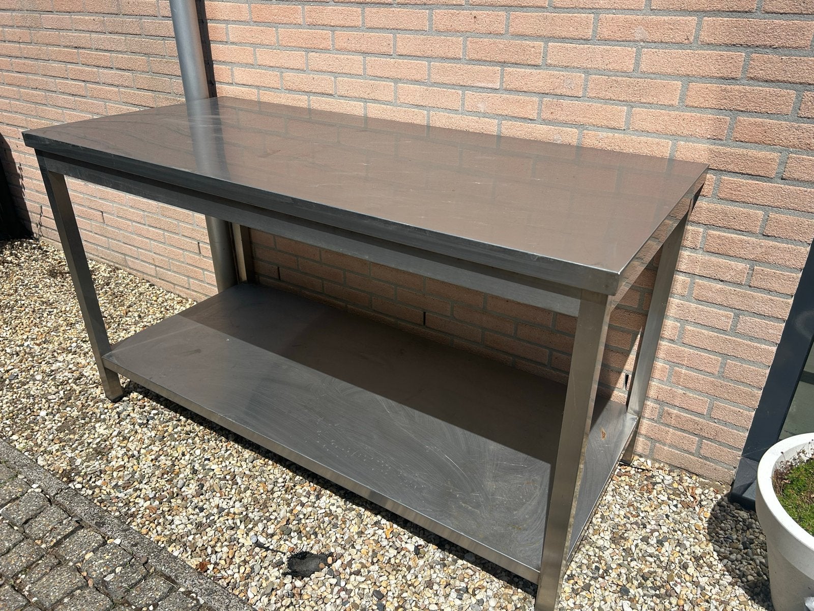 RVS Werkbank met onderblad - Horeca Keuken, Ophalen, Gebruikt, RVS Meubilair