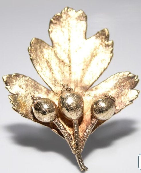 Schitterende Deense “Flora Danica” Zilver Vermeil Broche, 4 tot 7 cm, Ophalen of Verzenden, Zo goed als nieuw, Goud