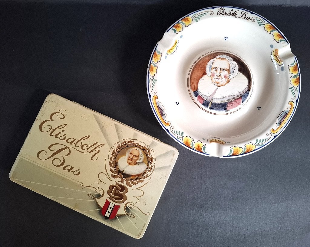 originele doos en asbak tabaksmerk Elisabeth Bas uit 1961, Ophalen of Verzenden, Zo goed als nieuw