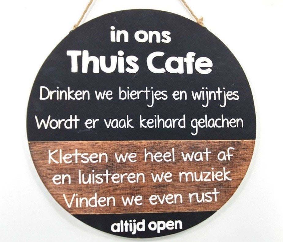 tekstbord thuis café mancave, Huis en Inrichting, Woonaccessoires | Tekstborden en Spreuken, Ophalen of Verzenden, Nieuw