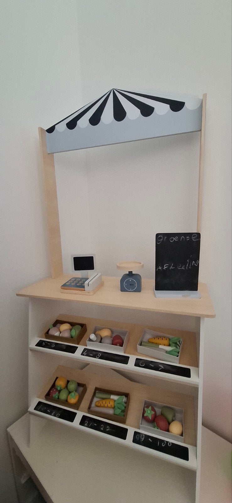 Houten speelgoedkraam met accessoires, Ophalen of Verzenden, Zo goed als nieuw, Jongen of Meisje