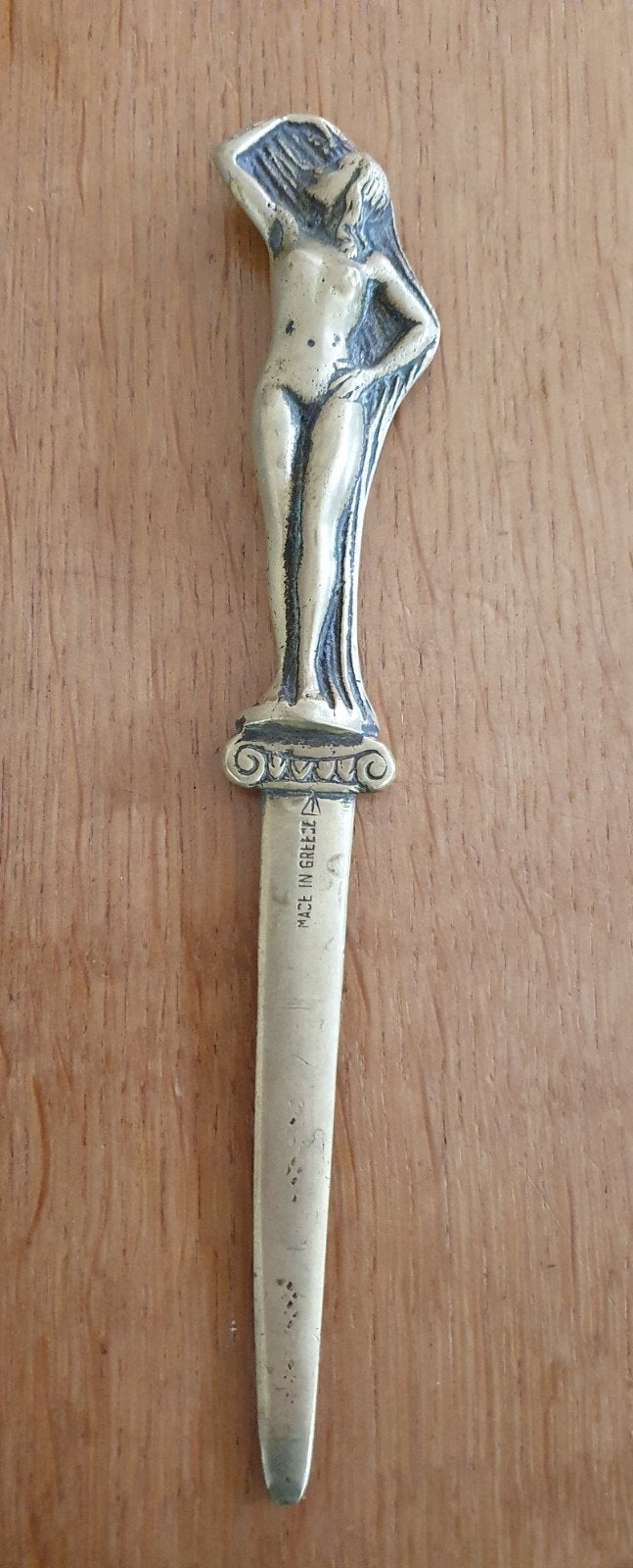 Brievenopener koper / messing met naakte vrouw 22.5 cm, Antiek en Kunst, Ophalen of Verzenden