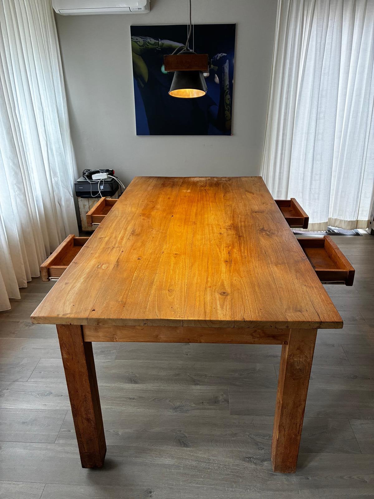 Teakhouten tafel, Huis en Inrichting, Tafels | Eettafels, Ophalen, Gebruikt, 200 cm of meer, 50 tot 100 cm
