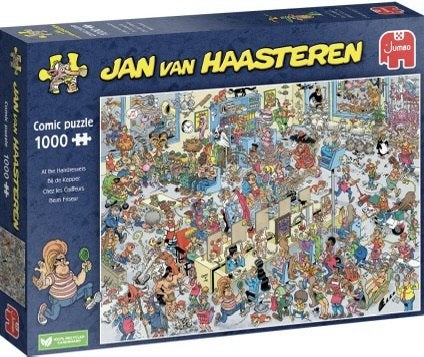 Jan van Haasteren - Bij de Kapper - 1000 stukjes, Hobby en Vrije tijd, Ophalen of Verzenden, 500 t/m 1500 stukjes, Nieuw, Legpuzzel