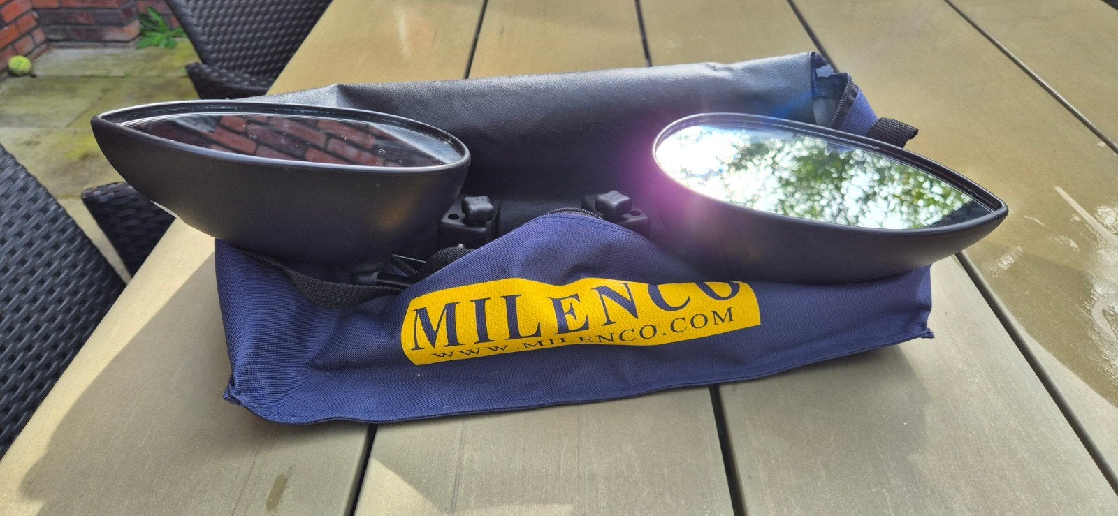 Milenco caravanspiegels - normale lengte 31 cm, Ophalen of Verzenden, Zo goed als nieuw