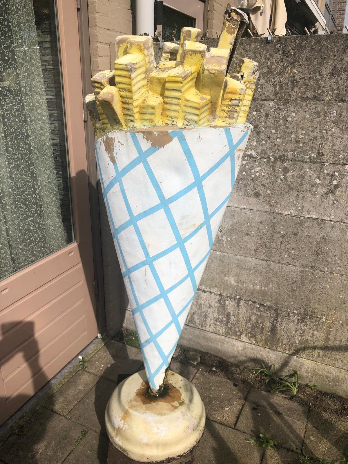 Grote XL frietzak reclame 180 cm – Snackbar horeca, Ophalen, Zo goed als nieuw