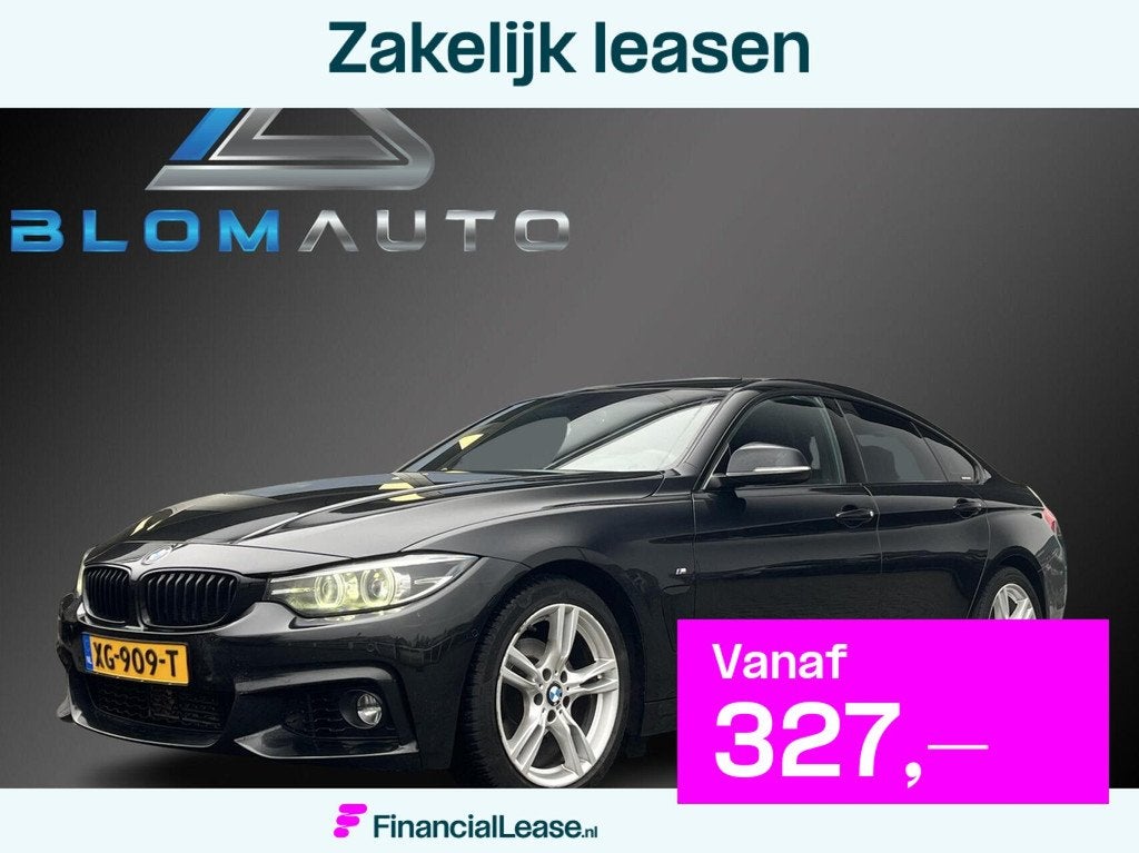 BMW 4-serie Gran Coupé 418i AUT8 M-SPORT LEDER+STOELVERWARM, Automaat, Gebruikt, Zwart, 19 km/l
