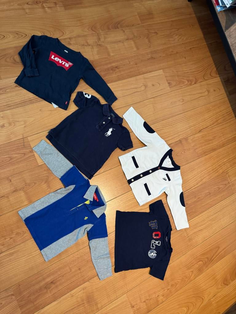 Pakket 92 levi’s, ralph Lauren, ferarri, Ophalen of Verzenden, Gebruikt, Jongen, Setje