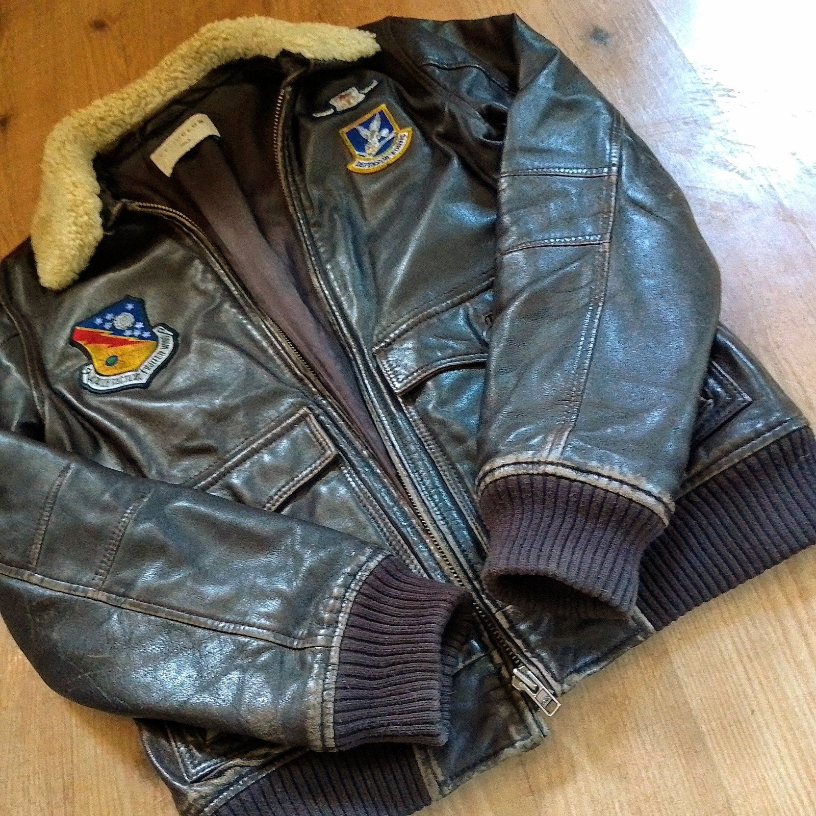 Apart sheepskin leren piloten jack!, Maat 52/54 (L), Celio leathers, Bruin, Ophalen of Verzenden