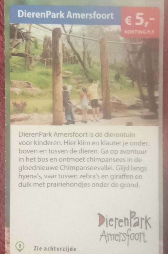 Dierenpark Amersfoort voordeelbon, Tickets en Kaartjes, Drie personen of meer, Dierentuinbon