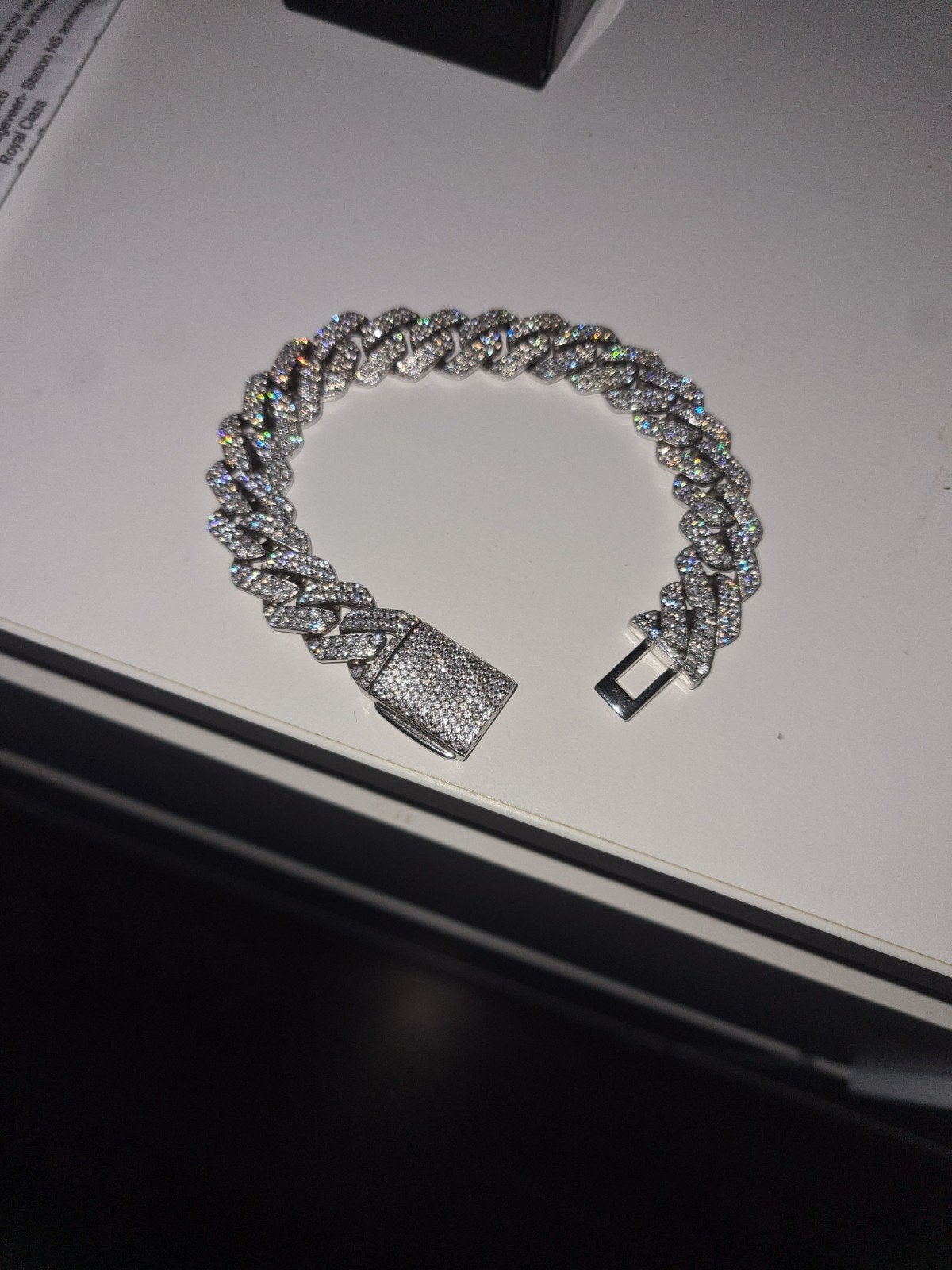 Cuban Link Armband 19cm 14mm Zilver 925 Moissanite, Ophalen