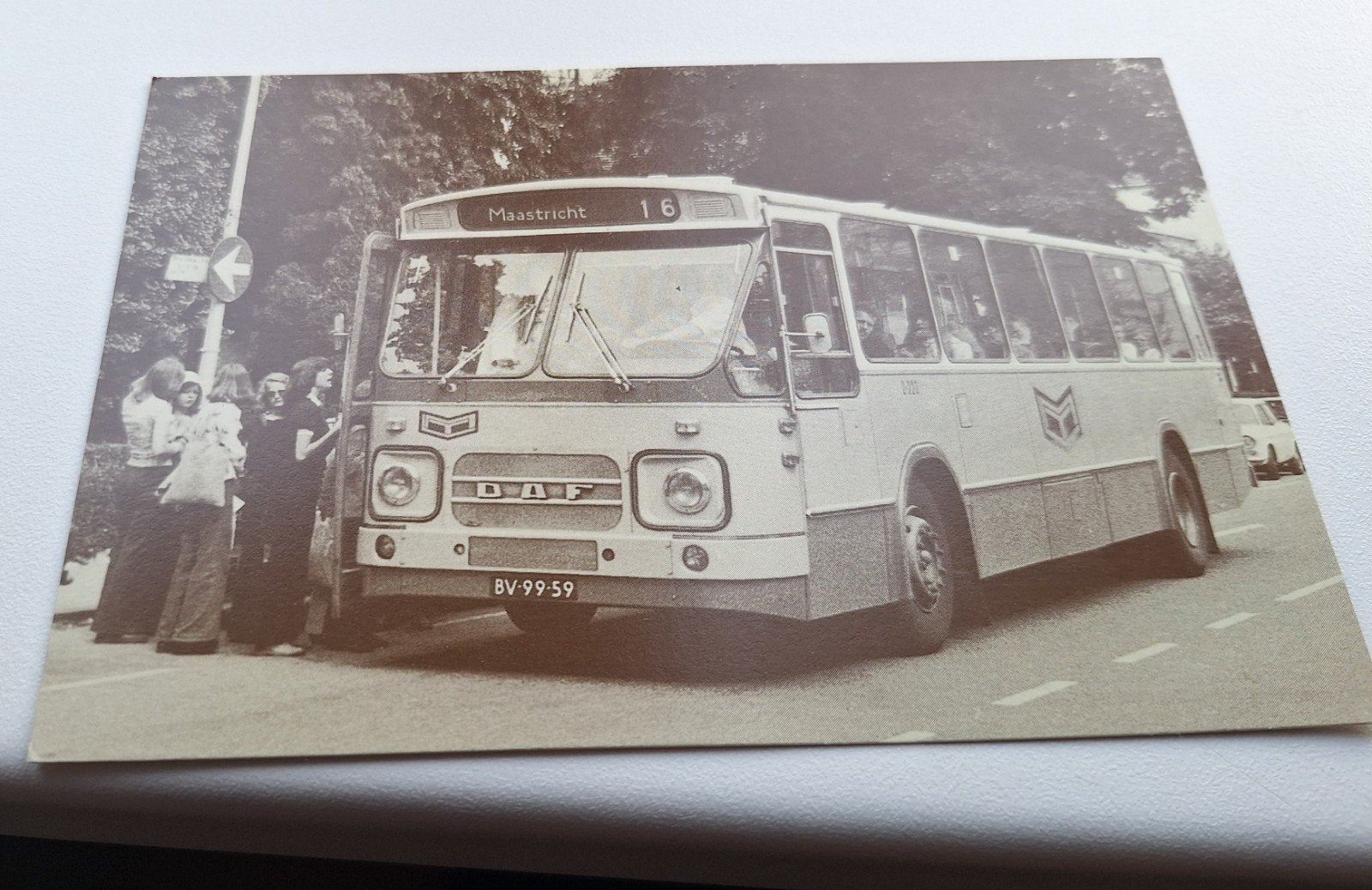 Set van 4 oude bus foto's - DAF, Trolleybus, etc., Verzenden, Gebruikt, Auto's