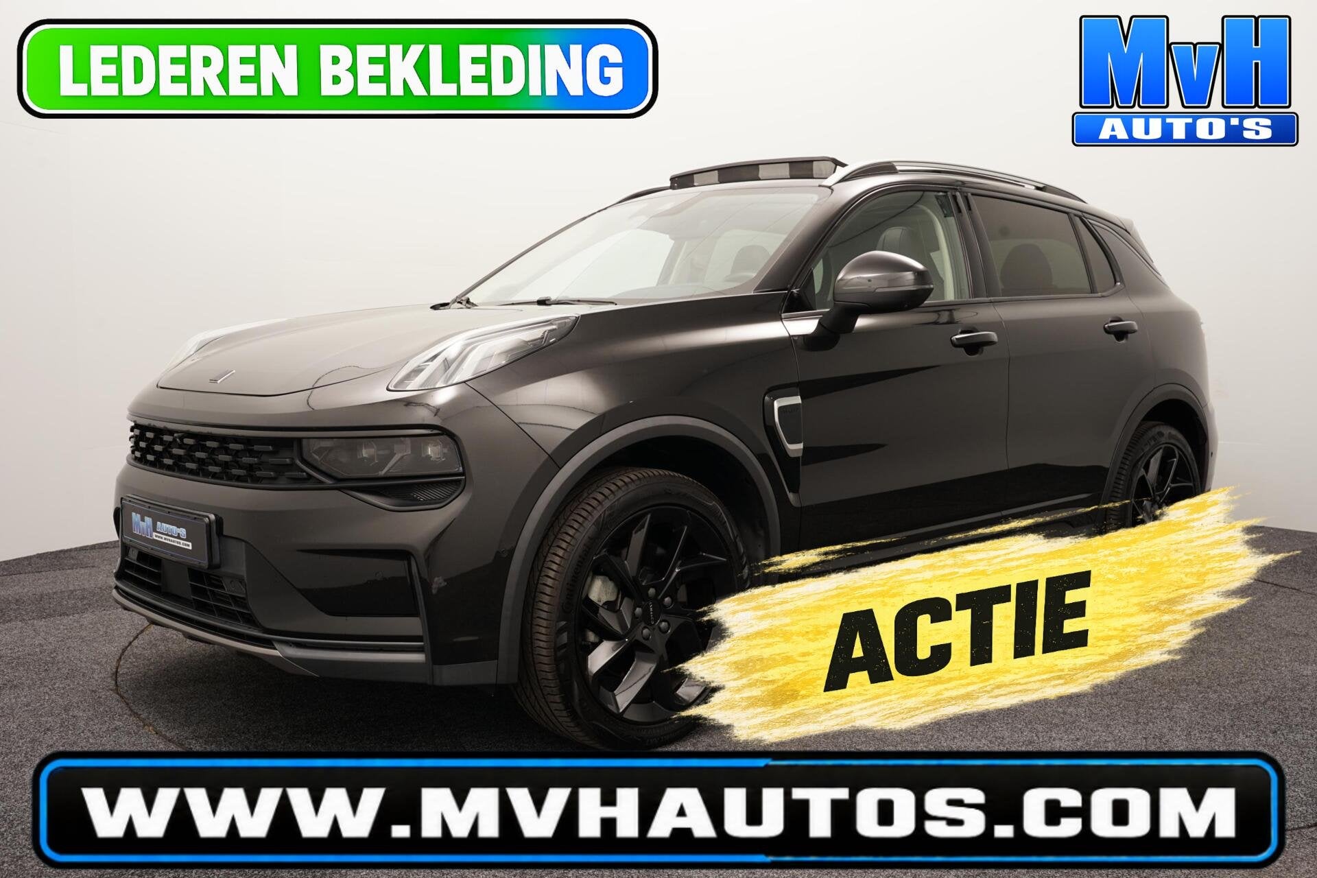 Lynk & Co 01 1.5 PHEV|FULL BLACK XL|LEER|NAP|PANO, Auto's, Dealer onderhouden, Met garantie (alle), Zwart, Bedrijf