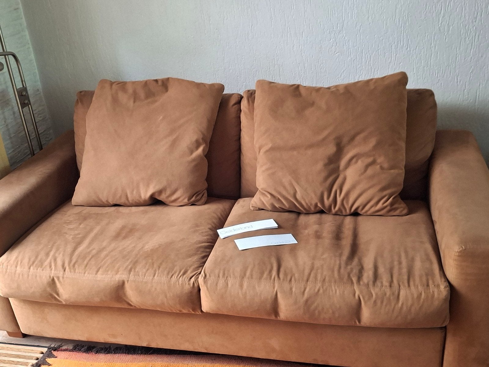 Gelderland bank arX8621F met 2 armen Parbleu, Huis en Inrichting, Banken | Bankstellen, Ophalen, Gebruikt, 150 tot 200 cm, Tweepersoons