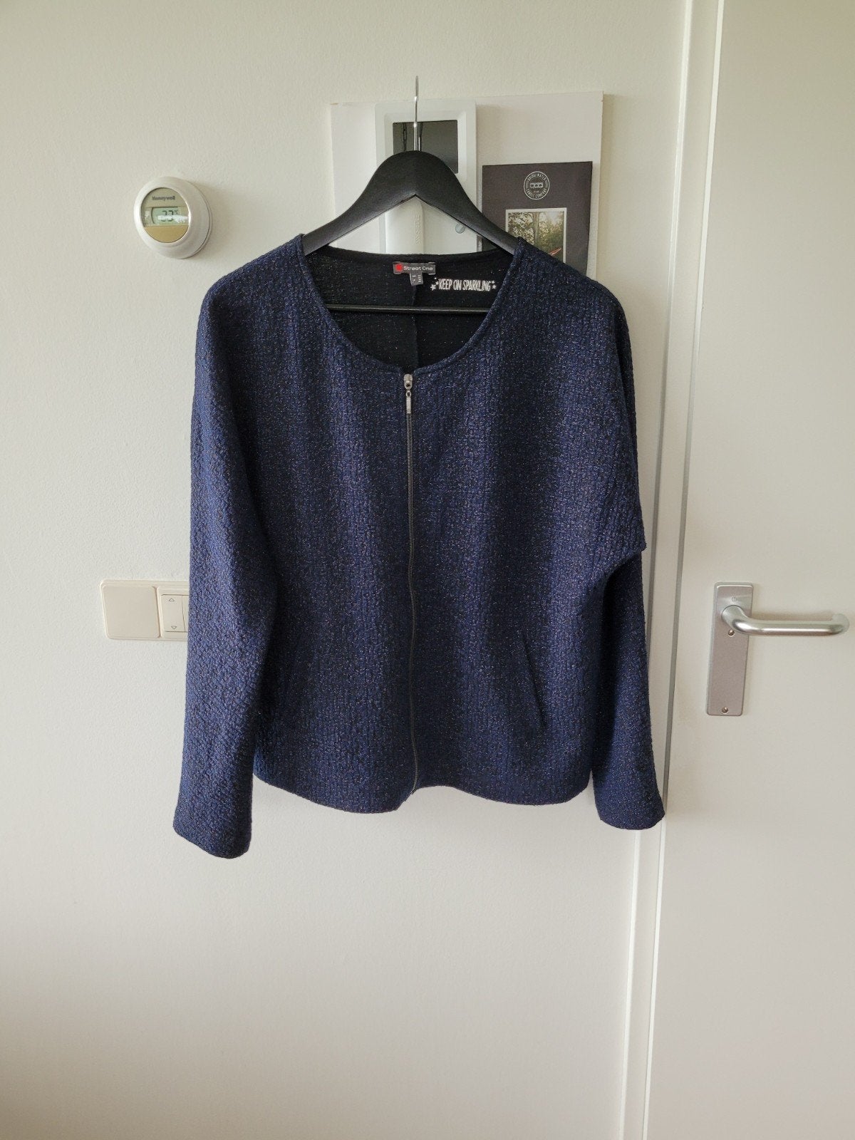 Blauw glitter jasje/vestje maat 44 van Street One, Street One, Ophalen of Verzenden, Maat 42/44 (L), Blauw