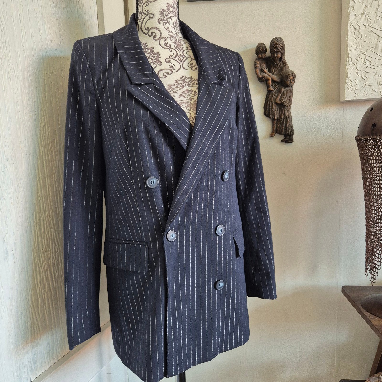 Harper & Yve Blazer Anne Donkerblauw Krijtstreep Gestreept, Blauw, Ophalen of Verzenden, Zo goed als nieuw, Jasje