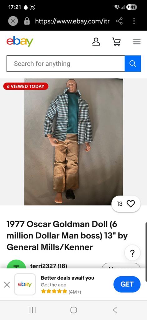 Vintage 1977 Oscar Goldman pop (6 miljoen dollar man), Ophalen of Verzenden
