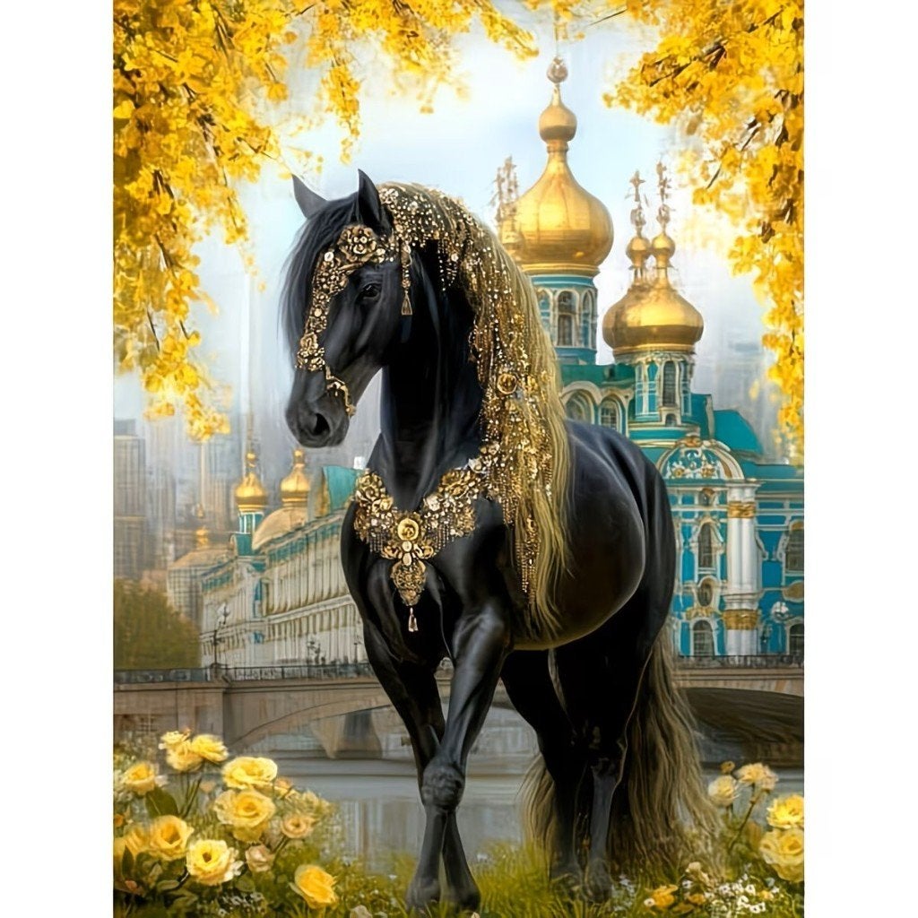 50x40cm Diamond Painting paard paleis (vierkant) nr 60, Nieuw, Meerkleurig, Ophalen of Verzenden, Overige materialen