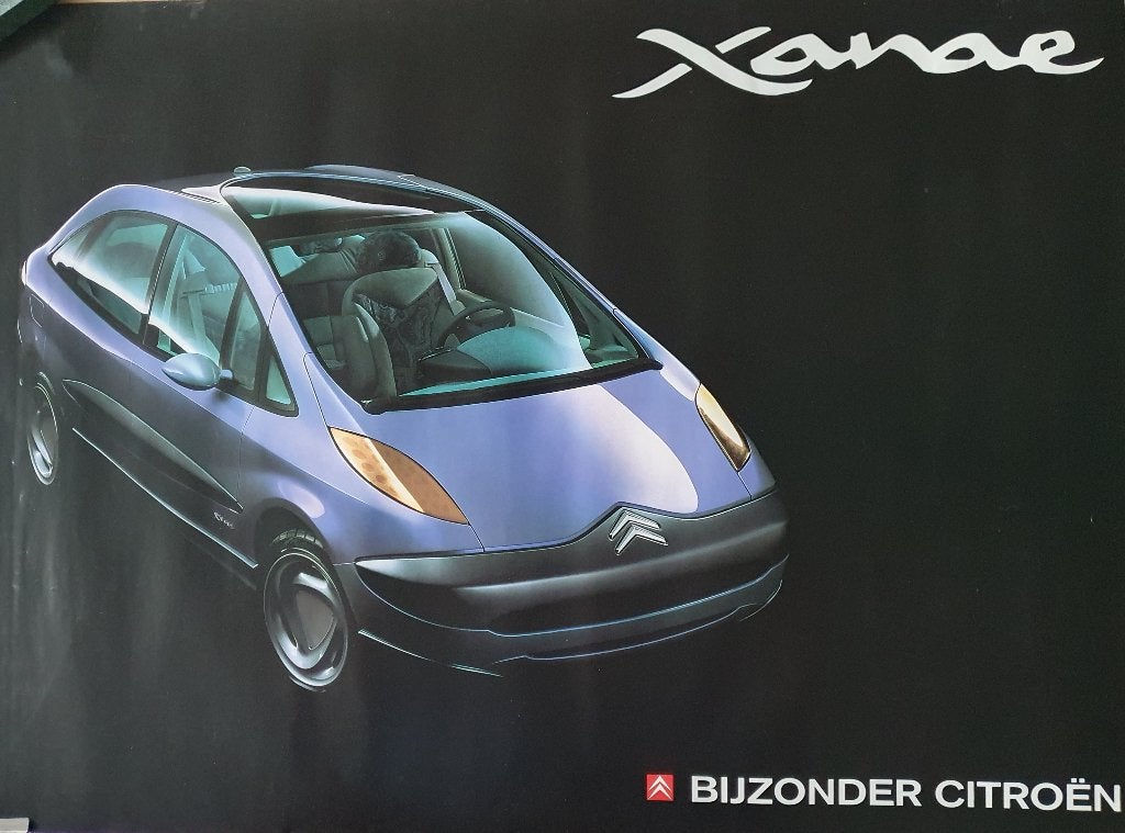 Vintage Citroën Xanae Concept Car Poster, Verzenden, Rechthoekig Liggend, Zo goed als nieuw, A1 t/m A3