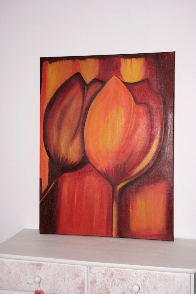 Schilderij Tulp 60x80 cm, Ophalen, Oorspronkelijke maker, Zo goed als nieuw, Schilderij