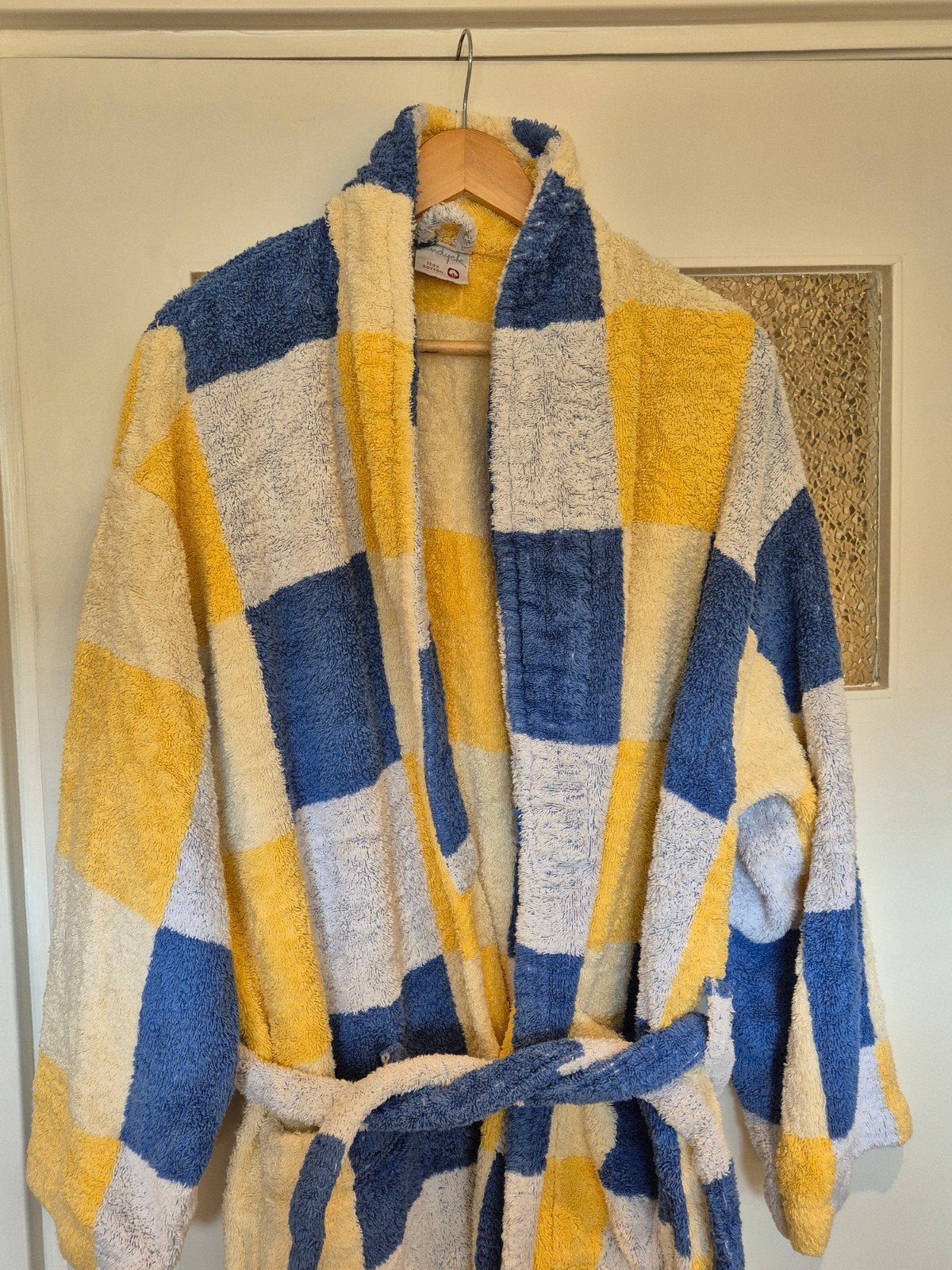 Vandyck Ranger badjas geblokt, Huis en Inrichting, Ophalen of Verzenden, Zo goed als nieuw, Blauw