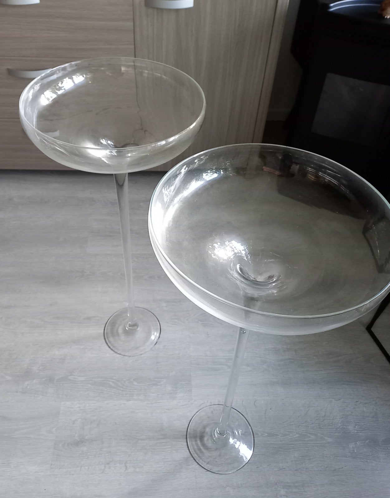 Glazen schaalvaazen, stulpen., Huis en Inrichting, Woonaccessoires | Stolpen, Glas, Ophalen, Zo goed als nieuw, 36 cm