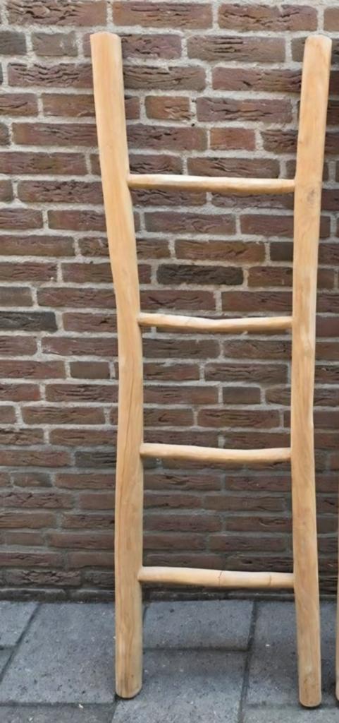 Decoratieve houten ladder, Ophalen, Hout, Bruin, Landelijk