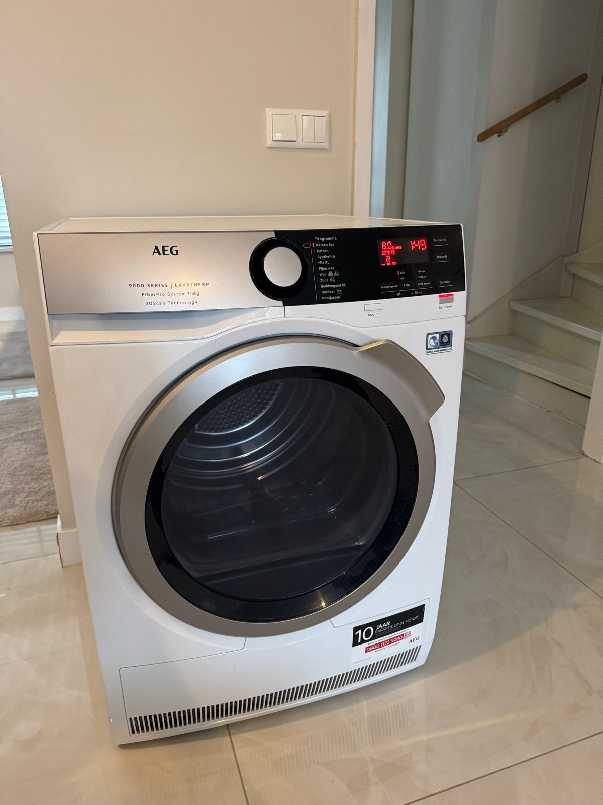 AEG 9000 SERIES  1-8kg Droger, Witgoed en Apparatuur, Wasdrogers, Ophalen, 8 tot 10 kg, Zo goed als nieuw, Voorlader
