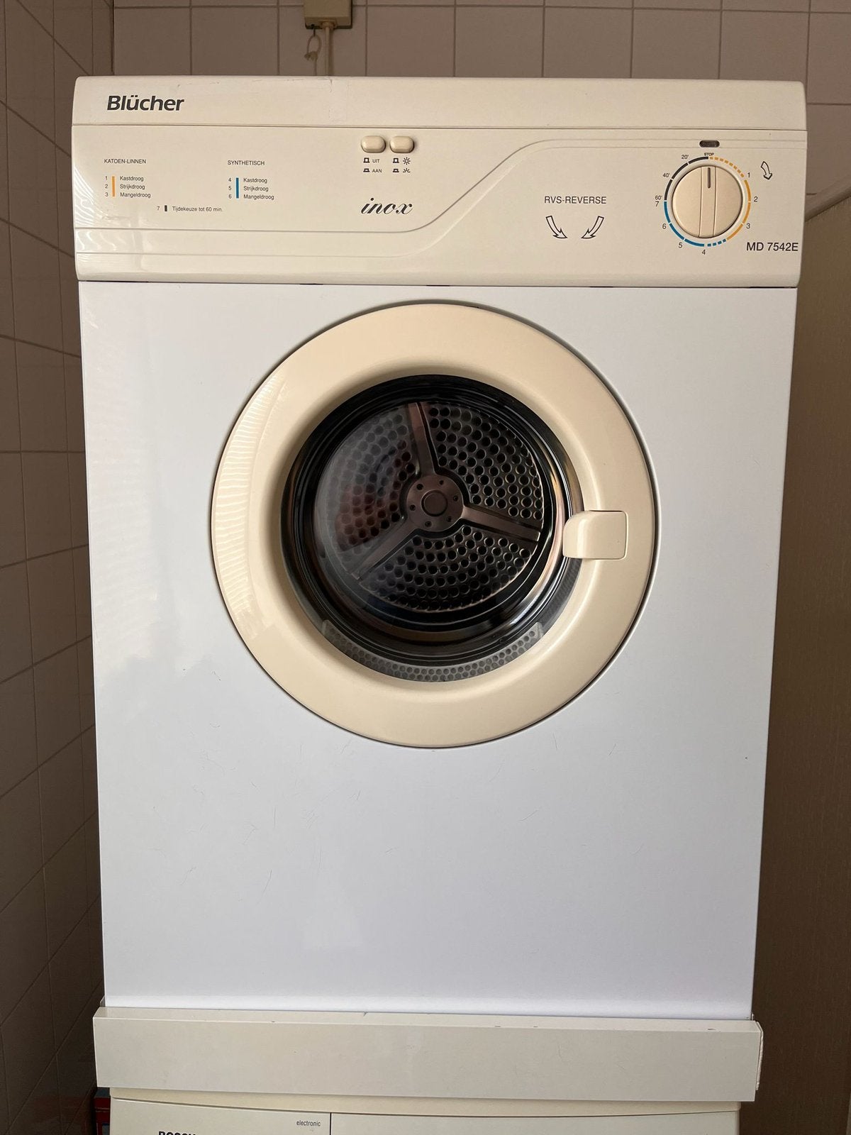 Blücher Inox MD 7542E Wasdroger - Goede Staat, Witgoed en Apparatuur, Wasdrogers, Ophalen, 6 tot 8 kg, Gebruikt, Luchtafvoer