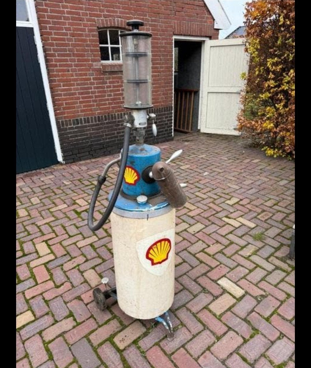 Ouderwetse shell brandstofpomp, Ophalen, Nieuw