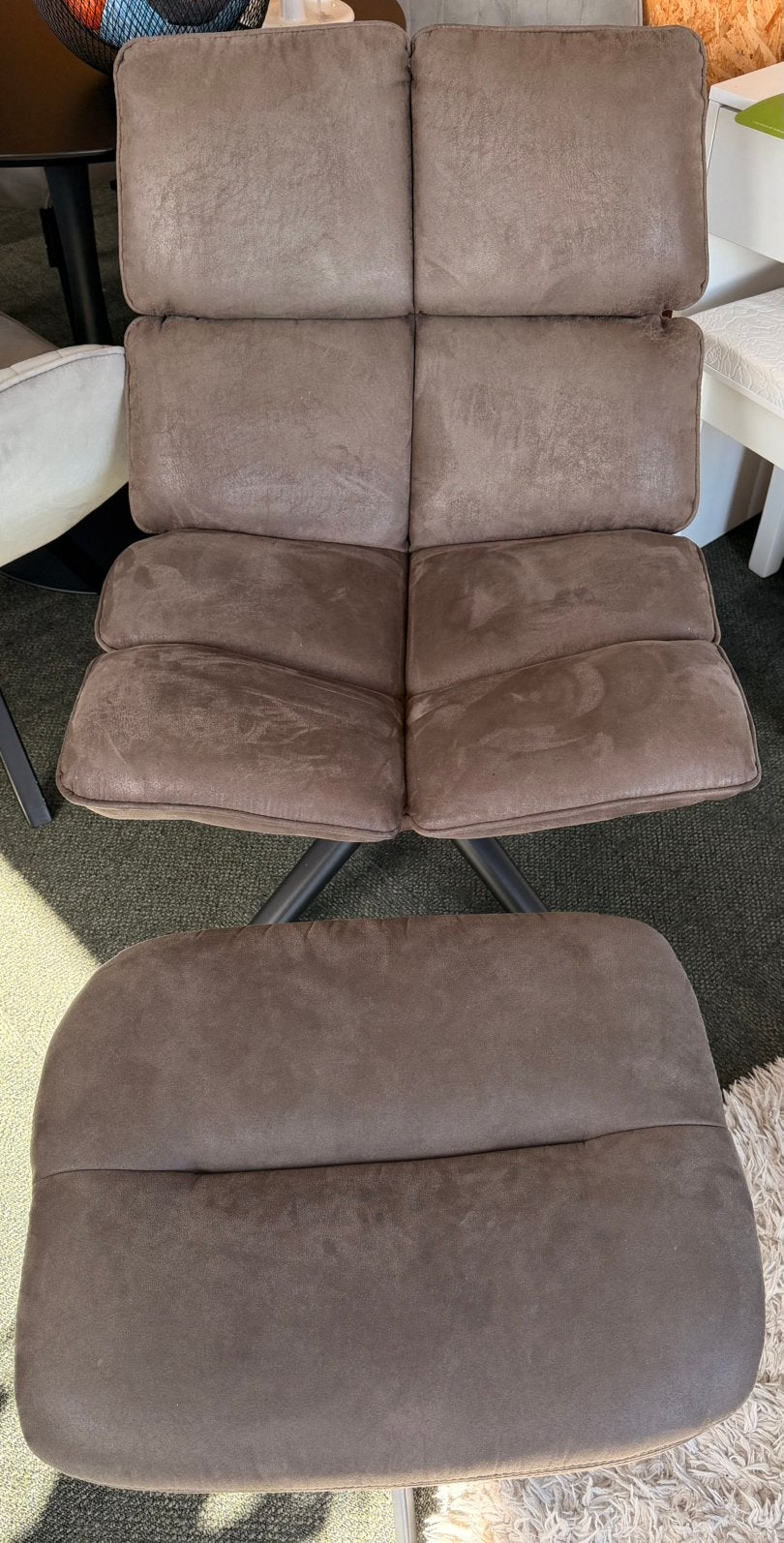 Draaifauteuil met voetenbank, Leer, Ophalen of Verzenden, Zo goed als nieuw, Eén