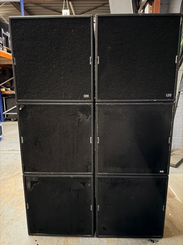 Ks audio geluidset 4x cw118 sub en 2x CH1214 top, Ks audio, Speakerset, Ks audio, Zo goed als nieuw