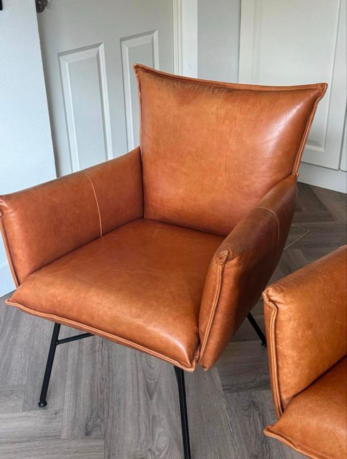Jess Design Sanne Bonanza Fauteuil - Leer met gebruikssporen, Huis en Inrichting, Fauteuils, Ophalen, Gebruikt, Leer, 75 tot 100 cm