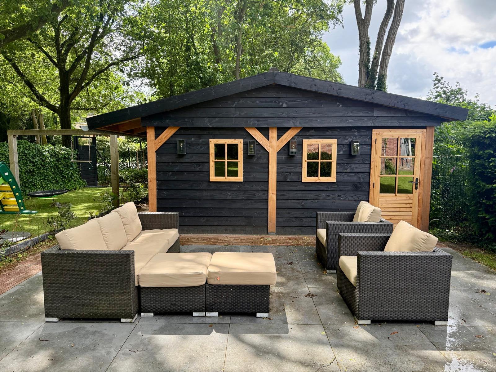 Canadian tuinset loungeset incl kussens zgan, Ophalen, Zo goed als nieuw, Bank