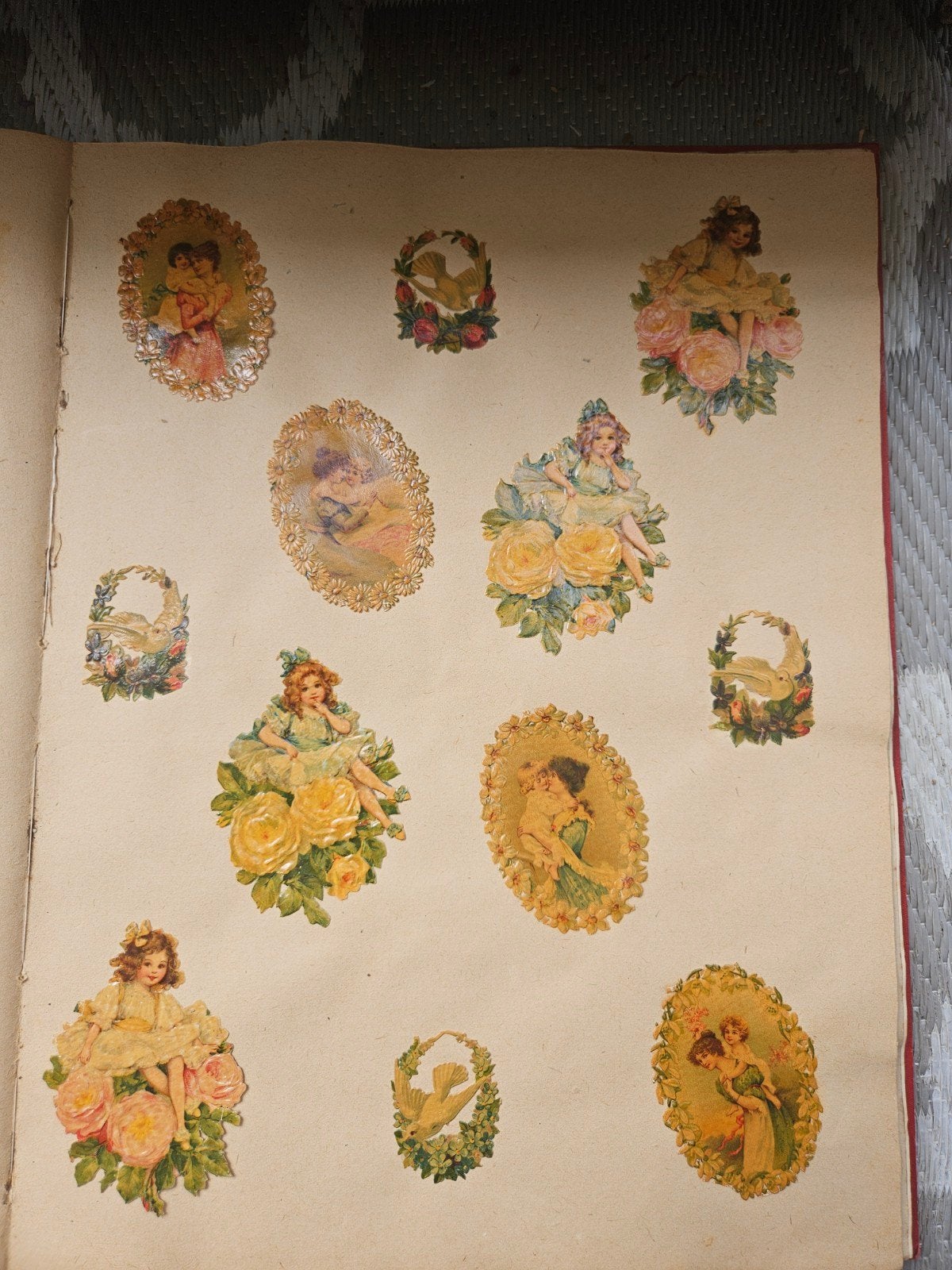 Antieke Poesiealbum Plaatjes 1910 Victoriaanse Stijl, Ophalen of Verzenden