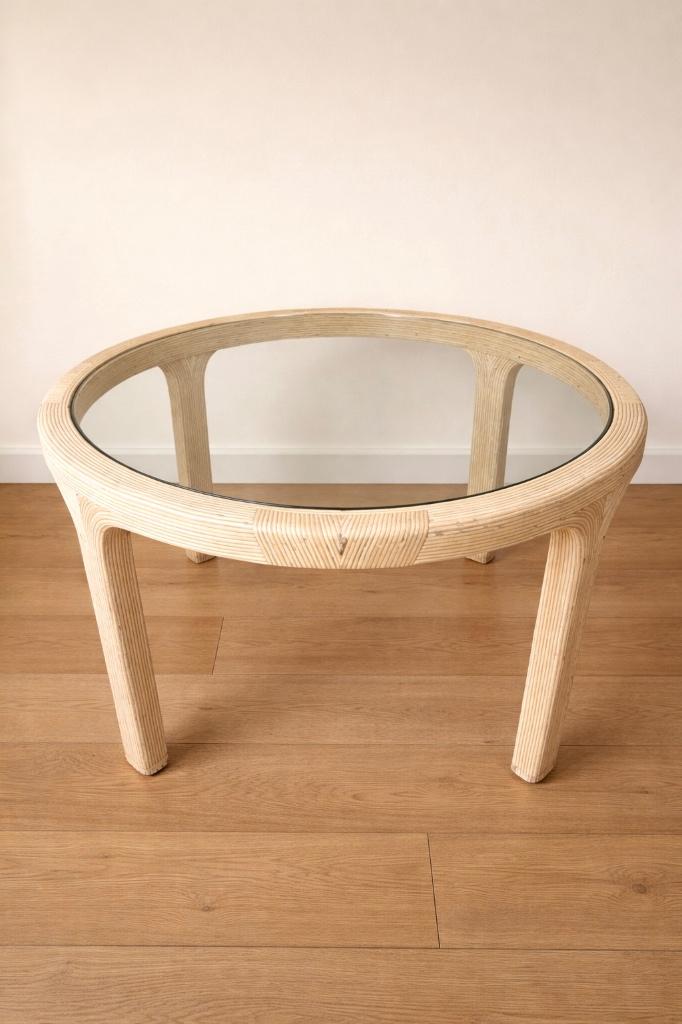 Vintage tafel bamboe, Huis en Inrichting, Tafels | Eettafels, Ophalen, Gebruikt, 100 tot 150 cm, Rond