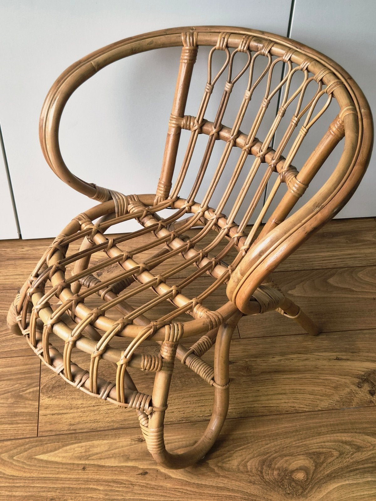 Prachtige rotan/bamboe kinderfauteuil, Ophalen, Zo goed als nieuw, Stoel(en)